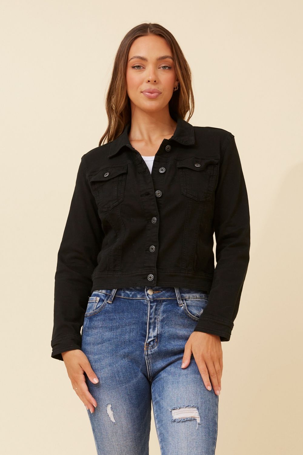 Destiny Angel Wing Denim Jackets Black