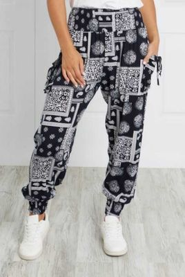 Patchwork Printed Harem Pants