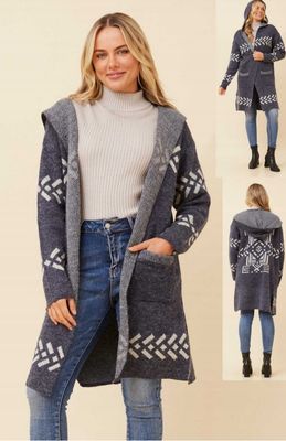 Jacquard Jacket with Hoodie