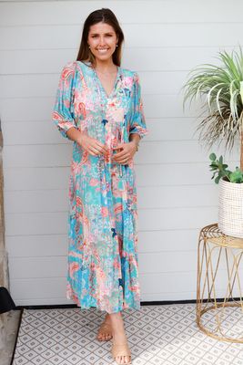 Jaylani Midi Dress in Blue