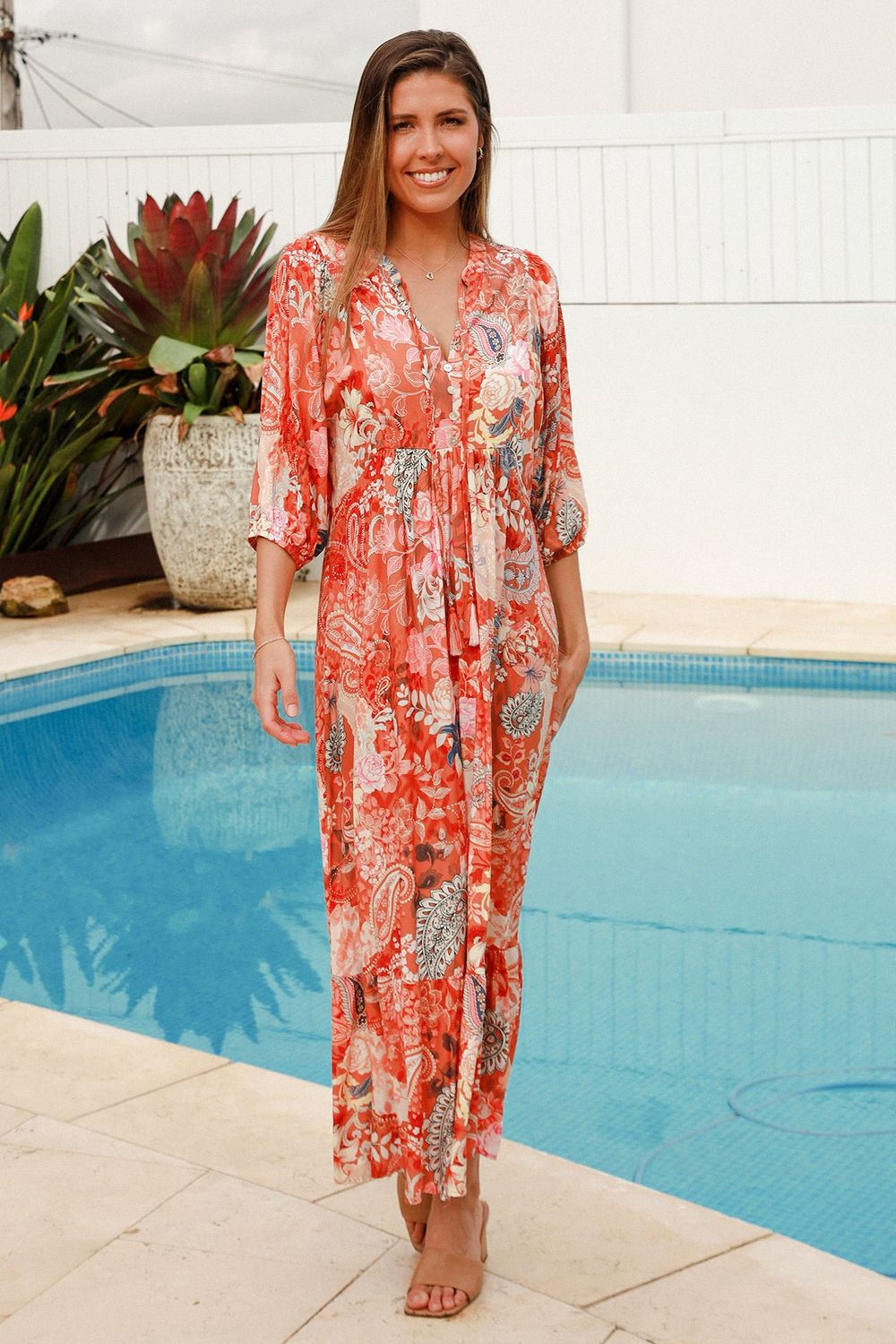 Jaylani Midi Dress in Orange