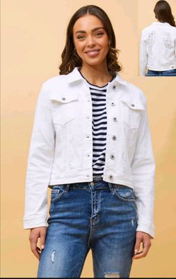 Destiny Angel Wing Denim Jackets White