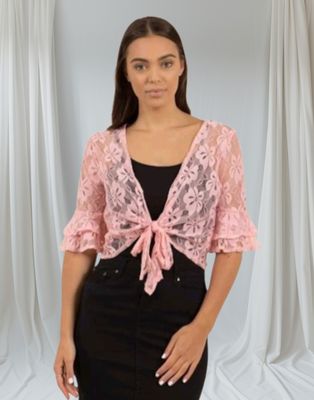 Pink Lace Tie Top