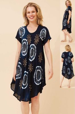Beach Dress Navy Circles