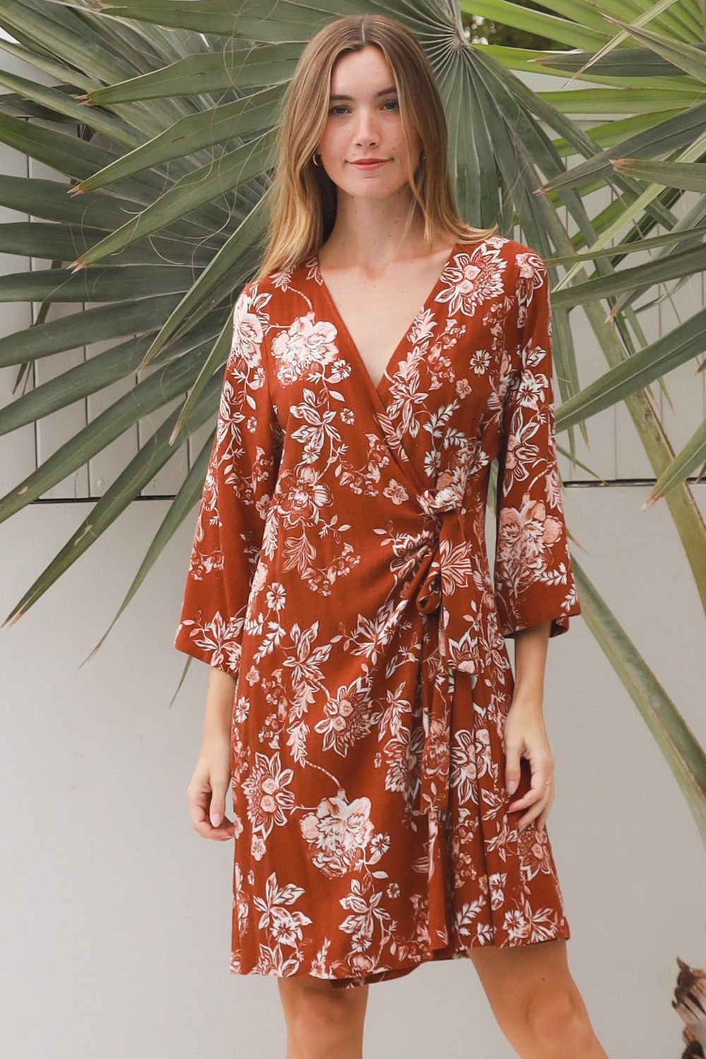 Tess Wrap Mini Dress Linen/Rayon