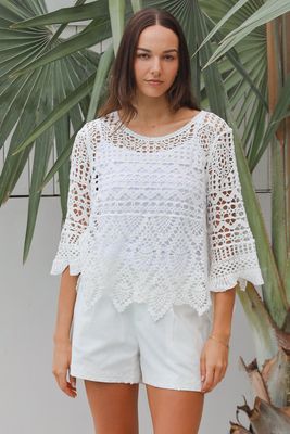 White crochet Cotton Jumper