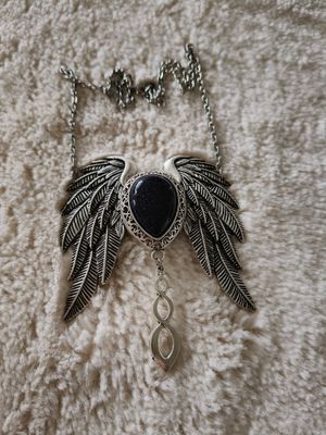 Winged Celtic Black Shimmer Necklace