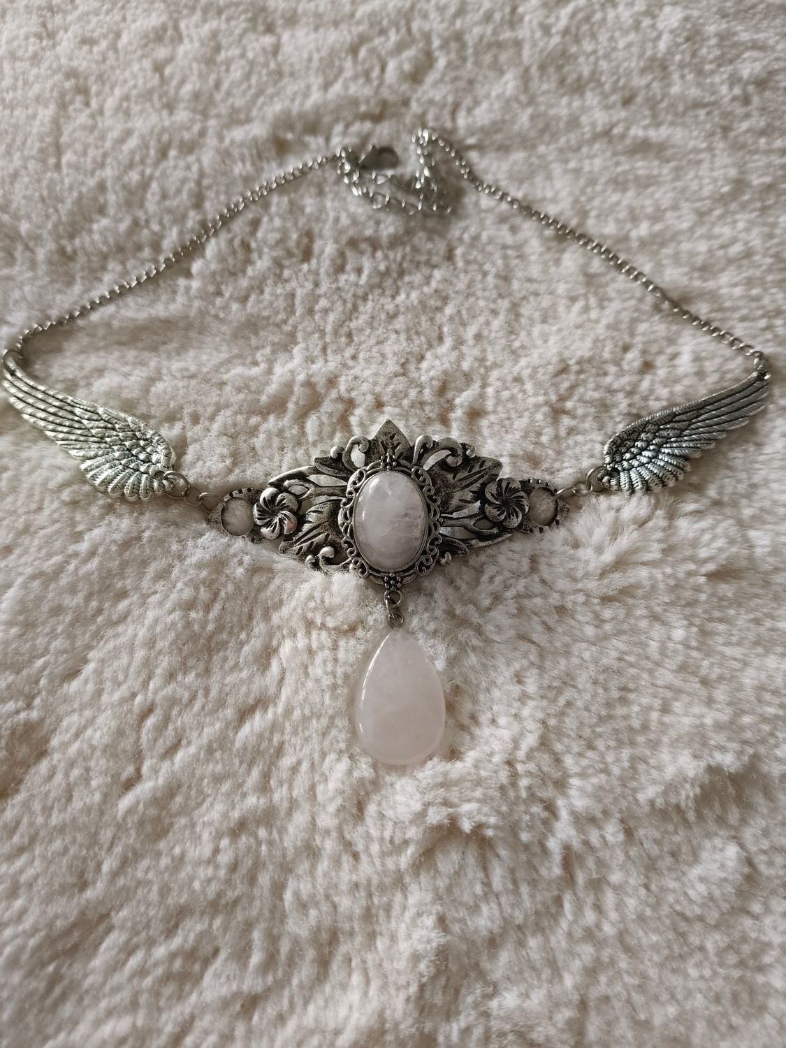 Winged Rose Quartz Necklace