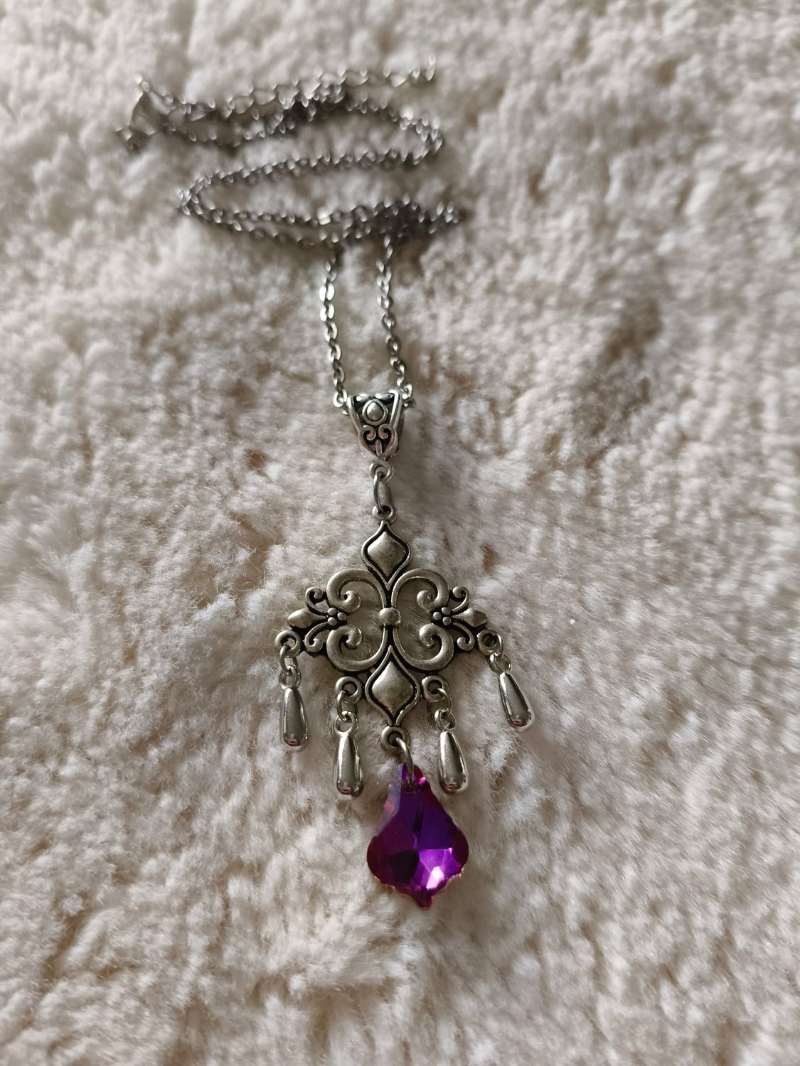 Ruby Crystal Drop Necklace