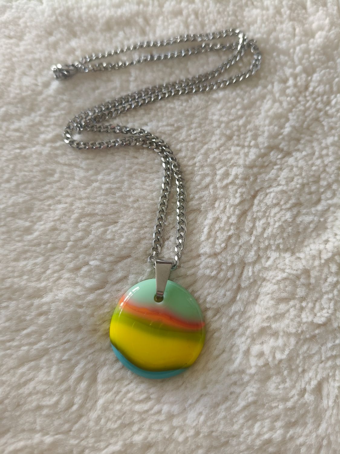 Sweet Candy Glass Pendant/Stainless Steel Chain