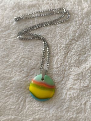Sweet Candy Glass Pendant/Stainless Steel Chain