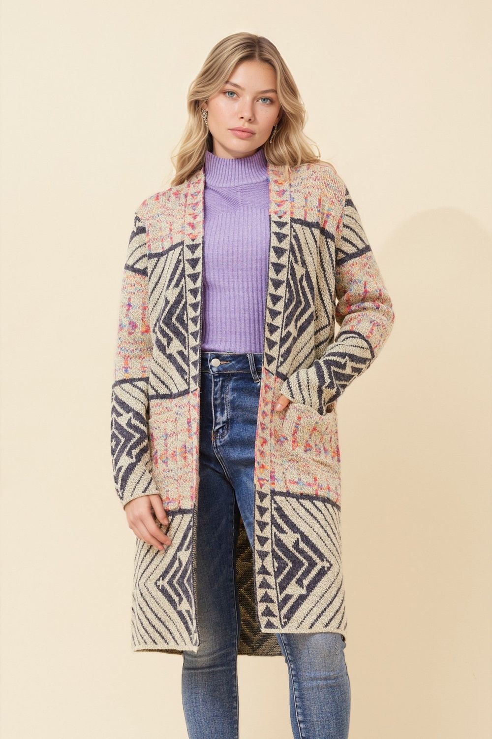 Jacquard Multi Beige Jacket 