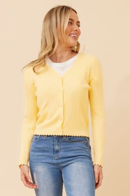 Lemon Scalloped Hem Cardigan