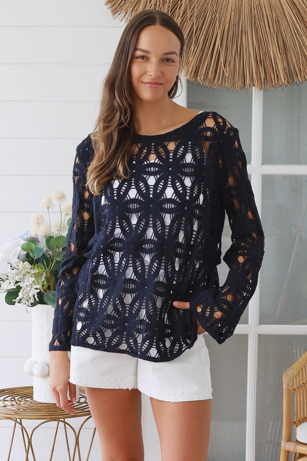 Crochet Jumper Navy in Acrylic