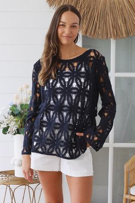Crochet Jumper Navy in Acrylic