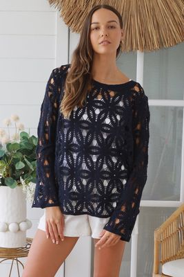 Crochet Jumper Navy in Acrylic