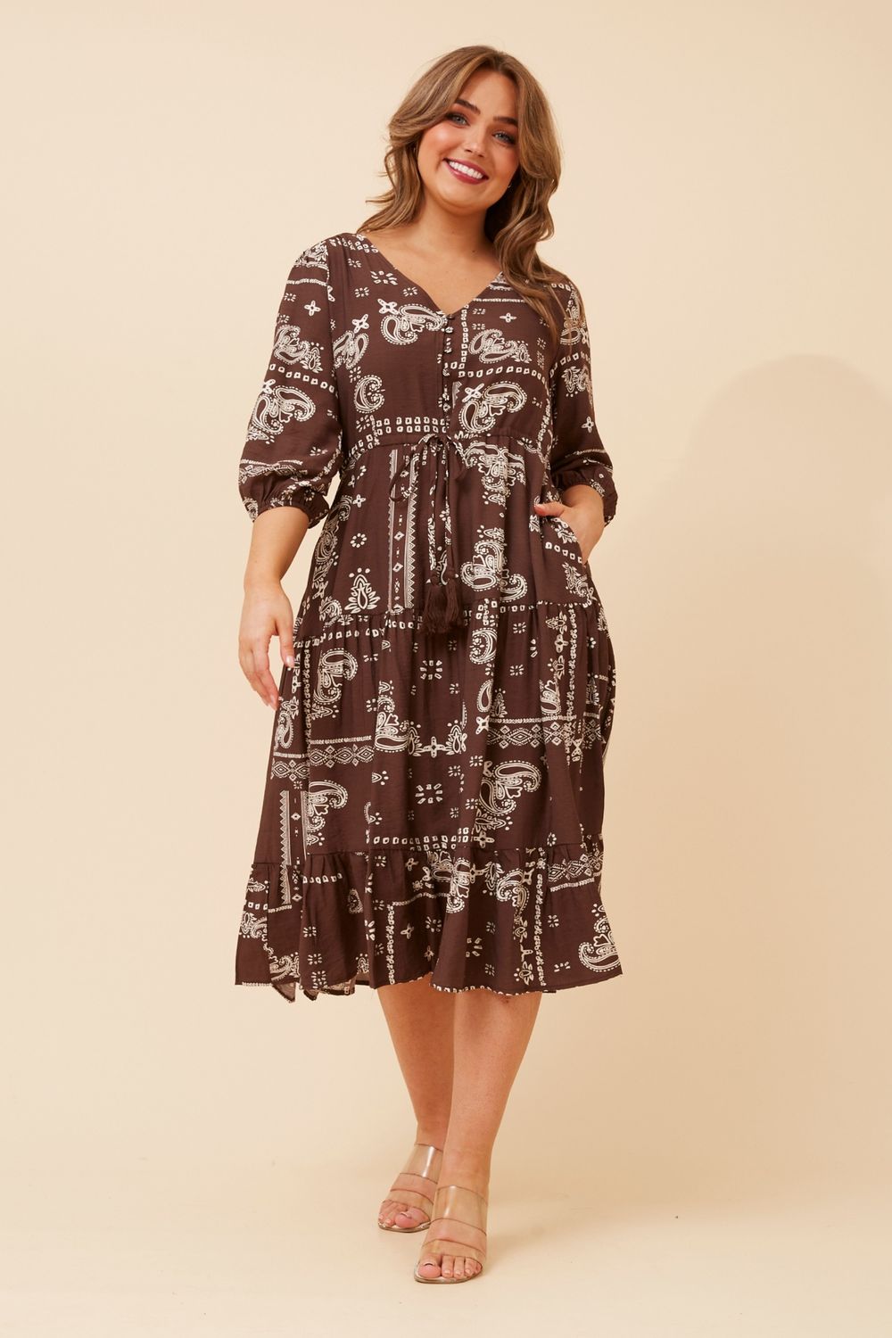 Chocolate Bandana Midi Dress