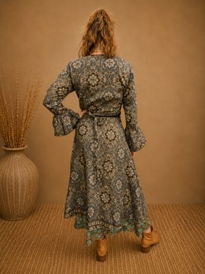 Silk Blend Wrap Skirt Black