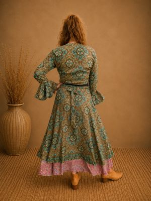 Silk Blend Wrap Skirt Green