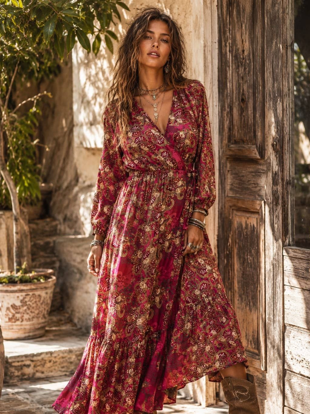 Sofia Frill Wrap Dress Silk/Polyester 