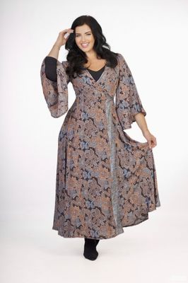 Silk Wrap Around - Black/Gold/Blue/Mauve 70% Silk