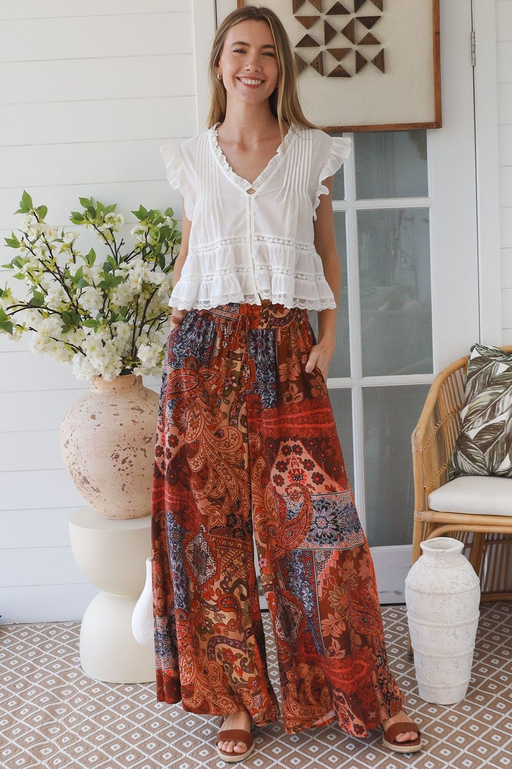 Batik Wide Leg Pant - Rayon