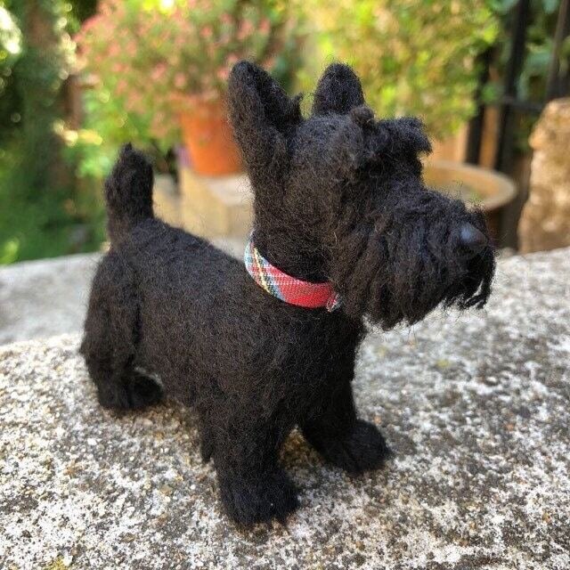 Scottish Terrier Dog Sculpture - Custom Needle Felted Pet / Animal Sculpture Scottie Dog