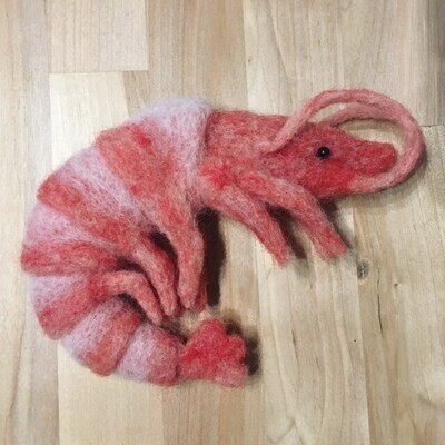 Shrimp / Prawn Sculpture - Small Needle Felted Animal