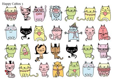 Stikeri &quot;Happy Cattos 3&quot;