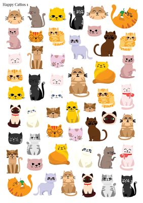 Stikeri &quot;Happy Cattos 1&quot;