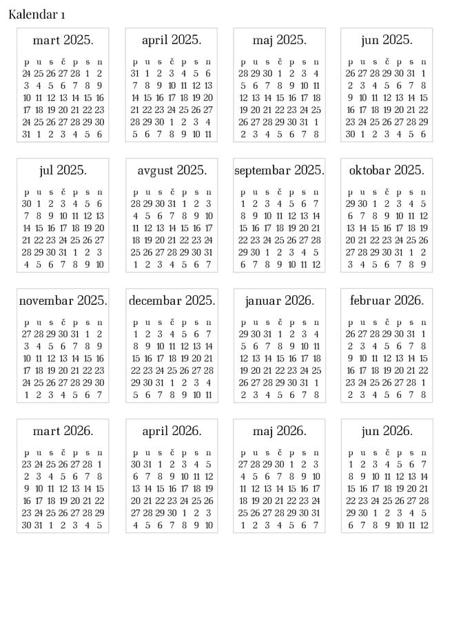 Stikeri &quot;Kalendar 1&quot;