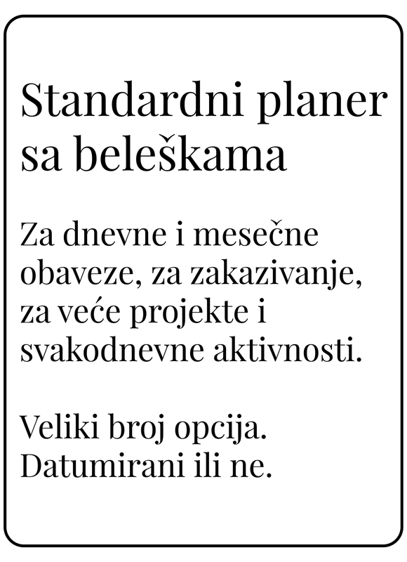 Standardni planer sa delom za beleške