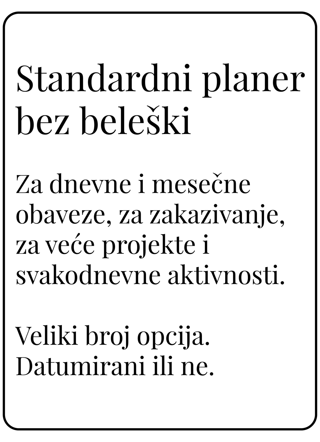 Standardni planer bez dela za beleške