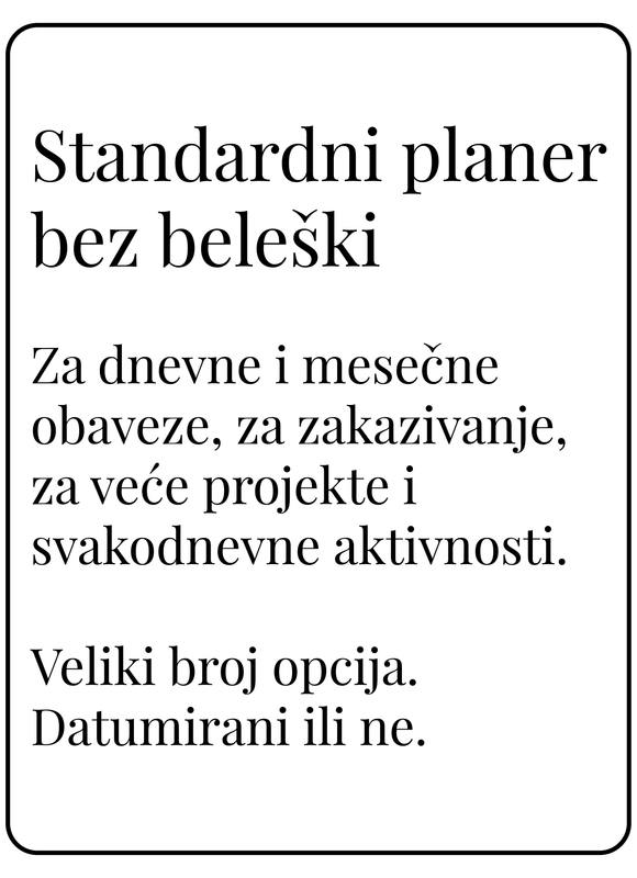 Standardni planer bez dela za beleške