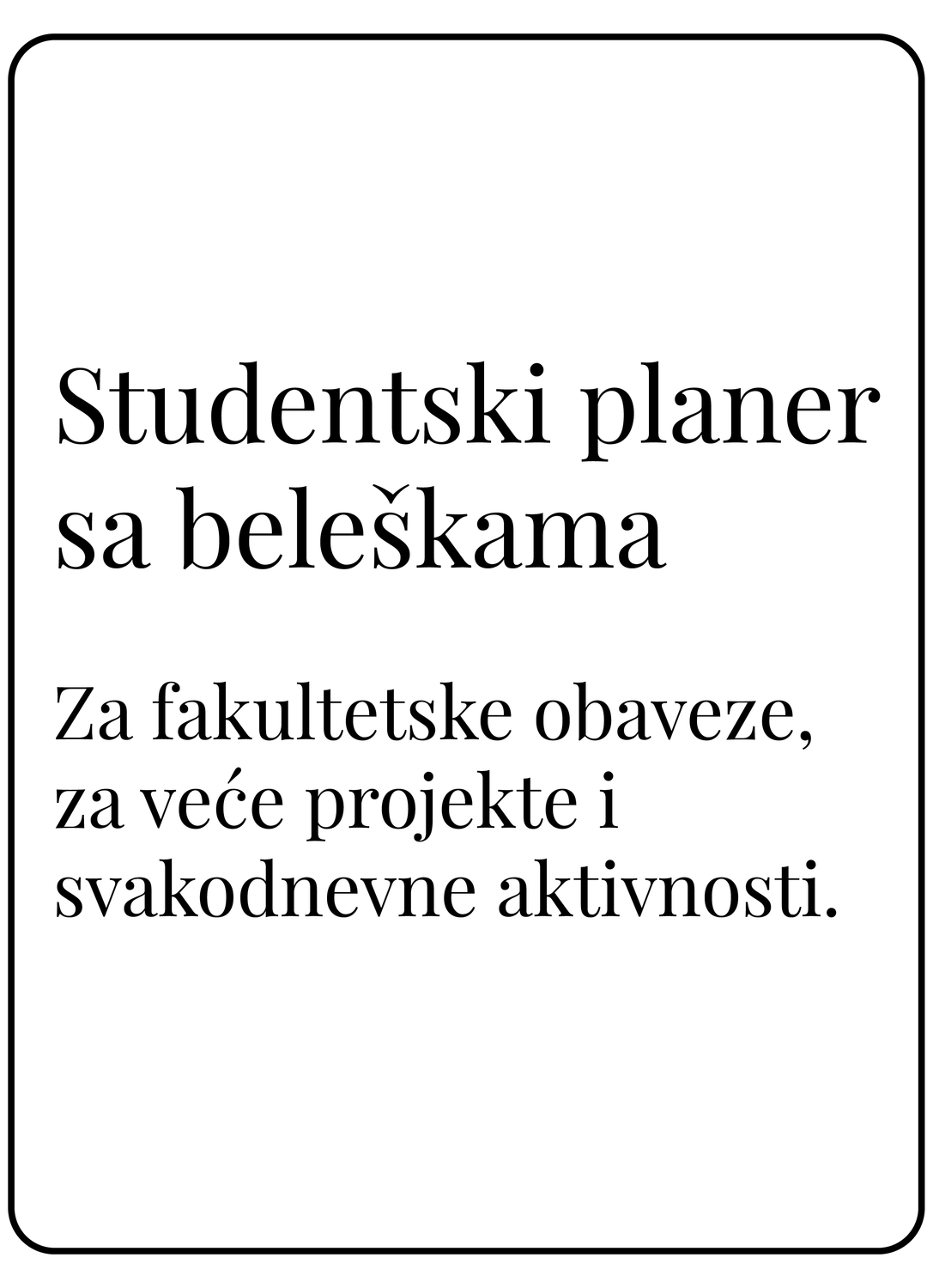 Studentski planer sa delom za beleške