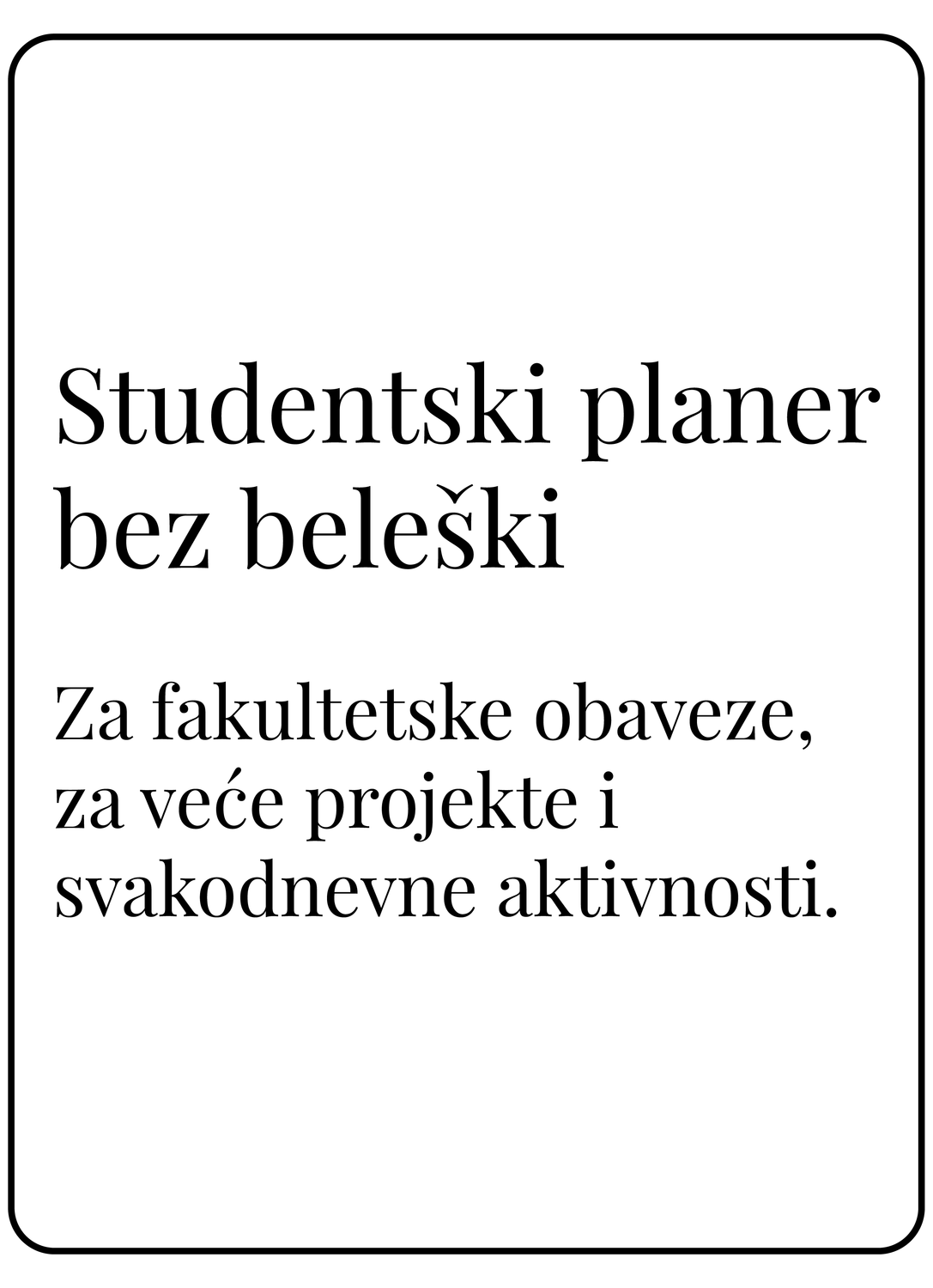 Studentski planer bez dela za beleške