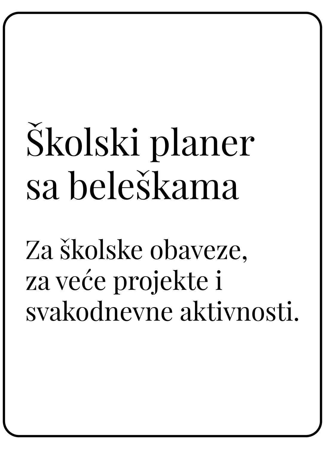 Školski planer sa delom za beleške