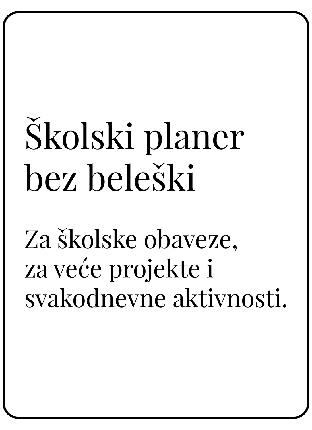Školski planer bez dela za beleške