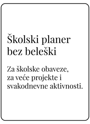 Školski planer bez dela za beleške