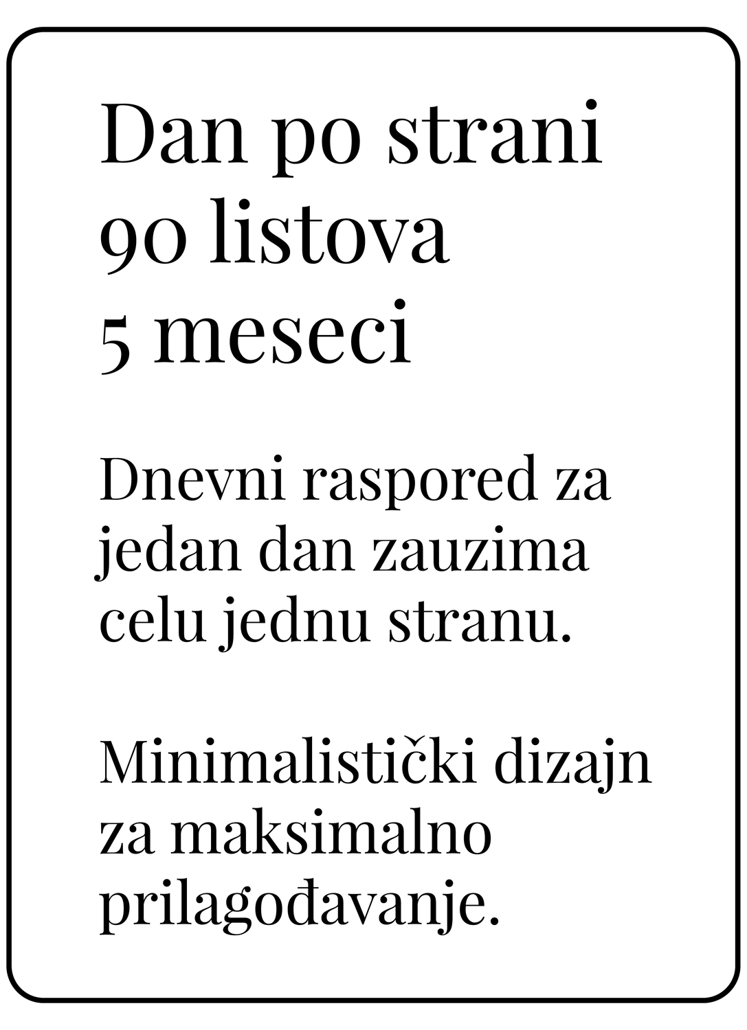 Planer dan-po-strani sa 90 listova (za 5 meseci)