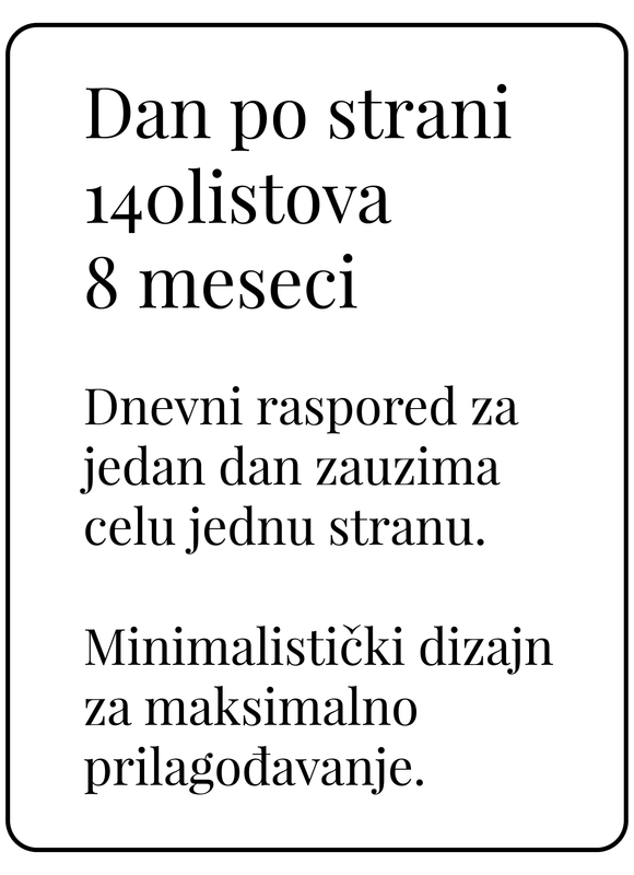 Planer dan-po-strani sa 140 listova (za 8 meseci)