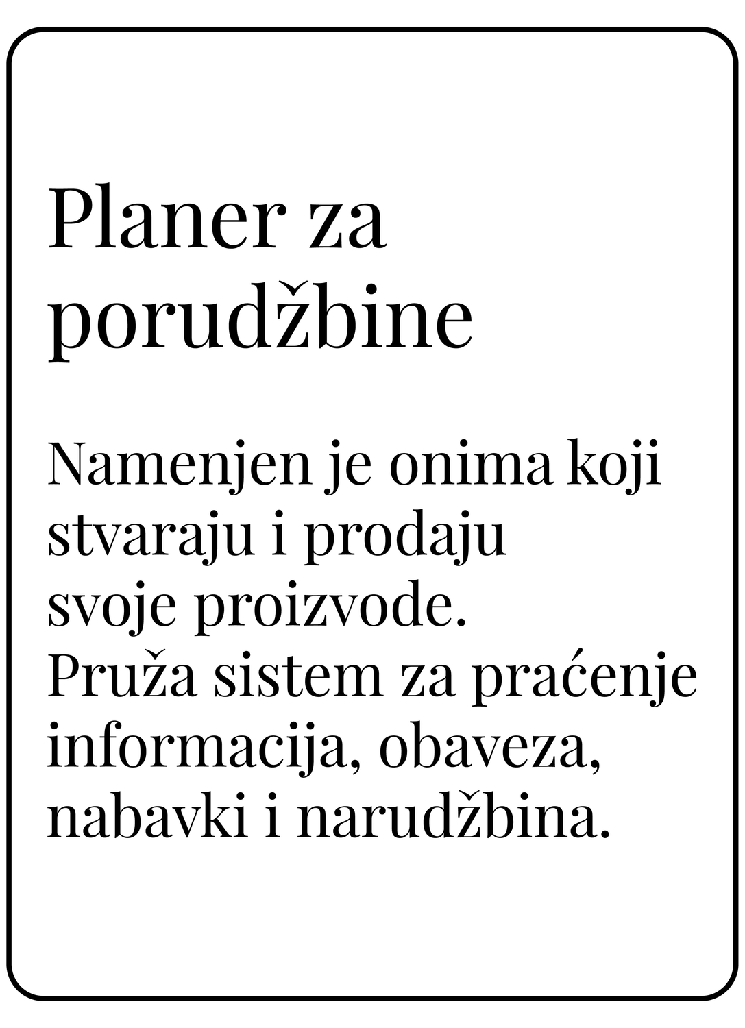 Planer za porudžbine