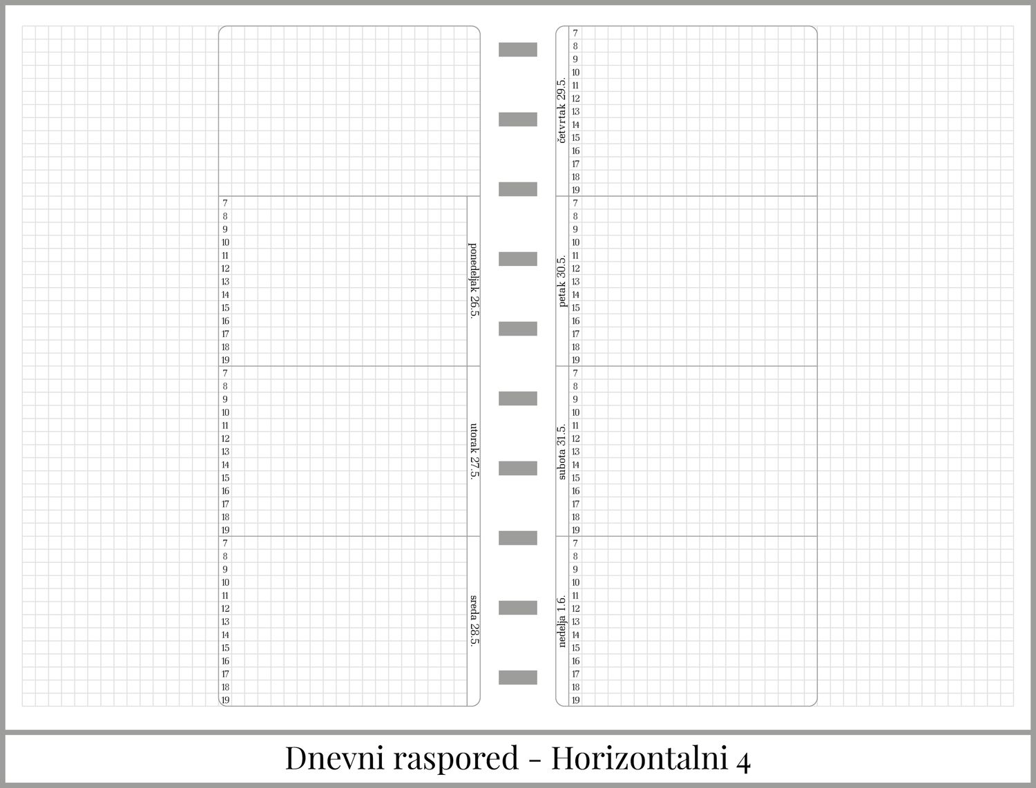 Standardni planer bez dela za beleške