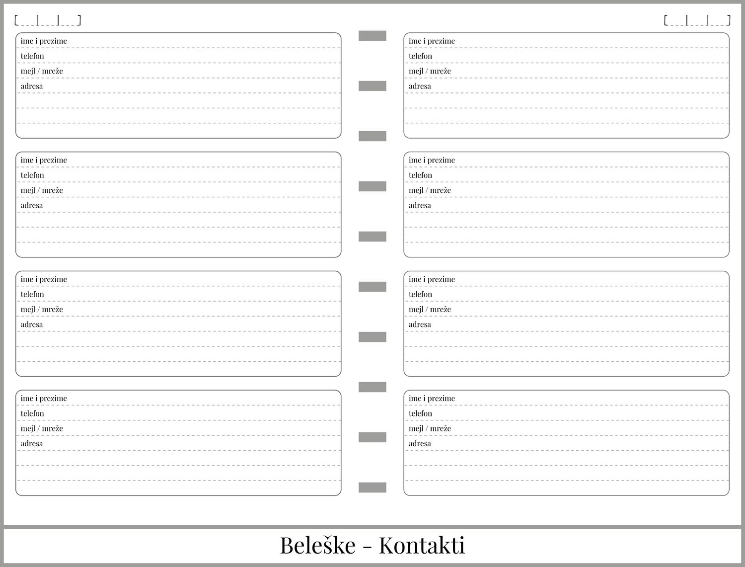 Studentski planer sa delom za beleške