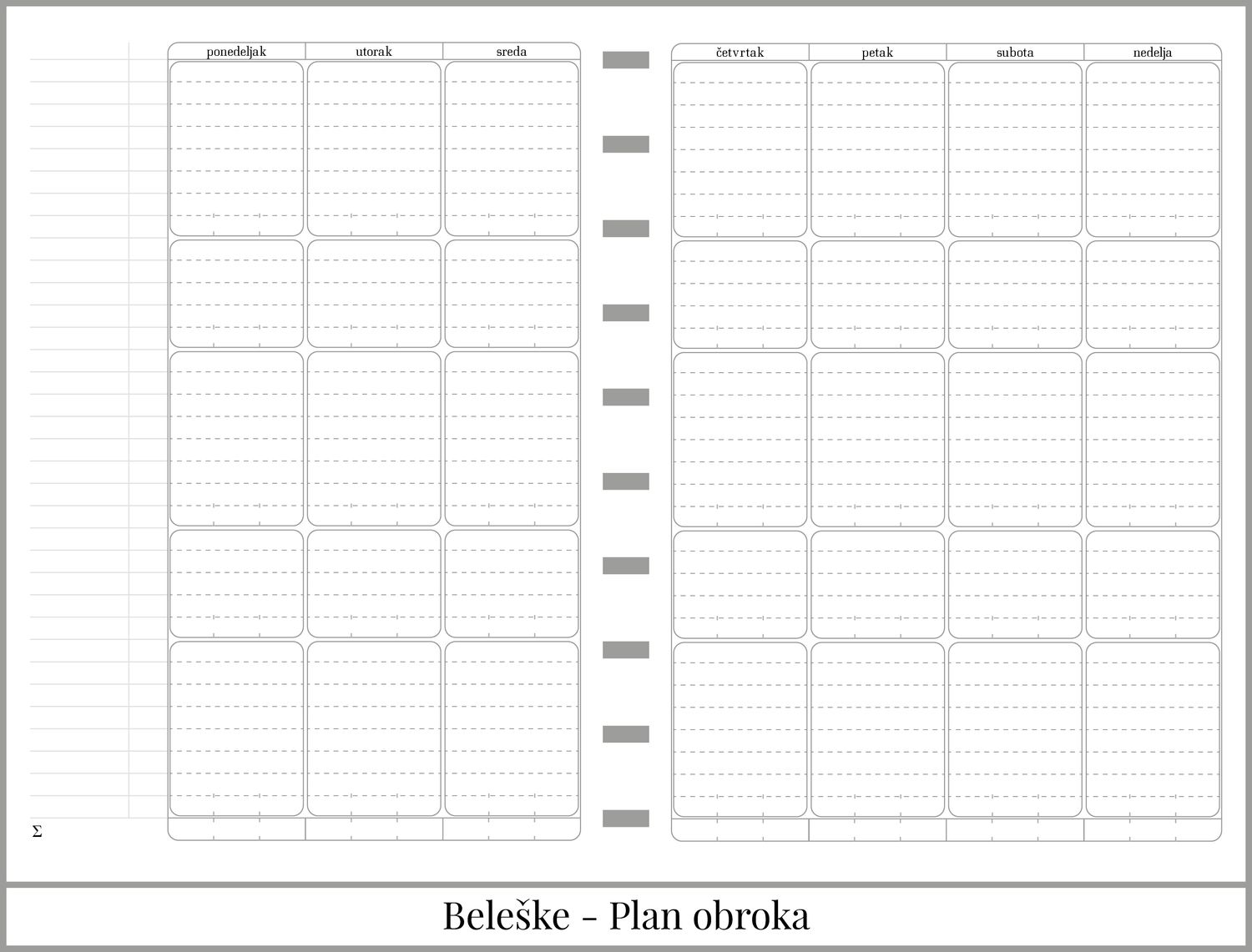 Školski planer sa delom za beleške
