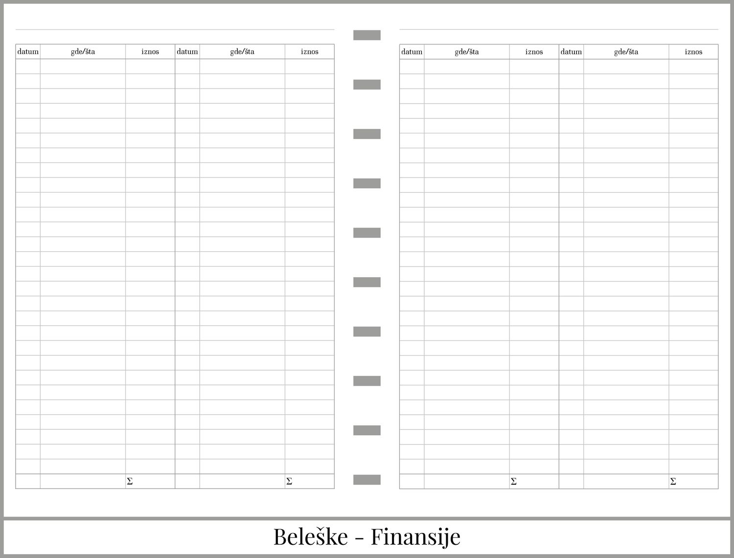 Studentski planer sa delom za beleške