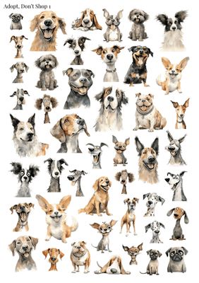 Stikeri &quot;Adopt, Don&#39;t Shop 1&quot;