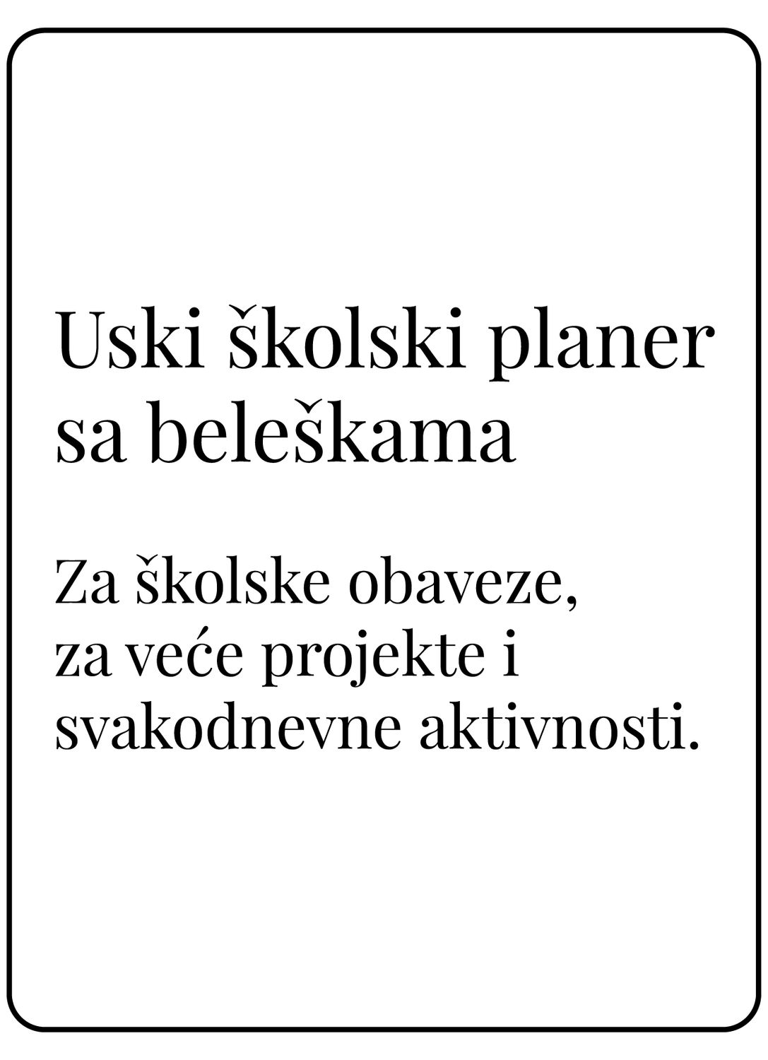 Uski školski planer sa delom za beleške
