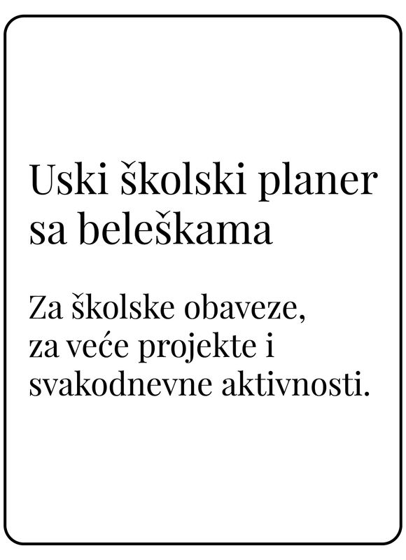 Uski školski planer sa delom za beleške