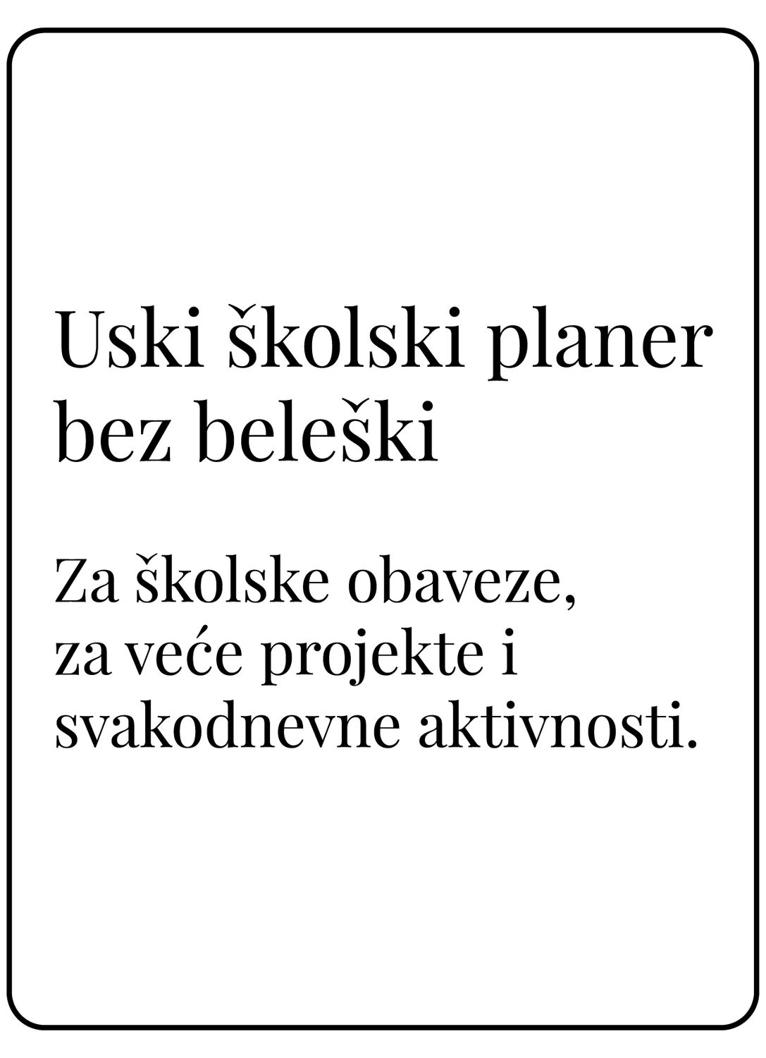Uski školski planer bez dela za beleške (99x210)